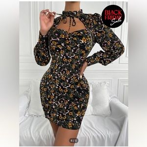 SHEIN- Ruffle neck cut-out front dress